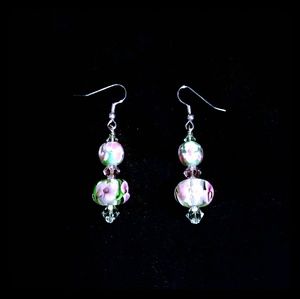 Lavender And Green Flower Earrings💟